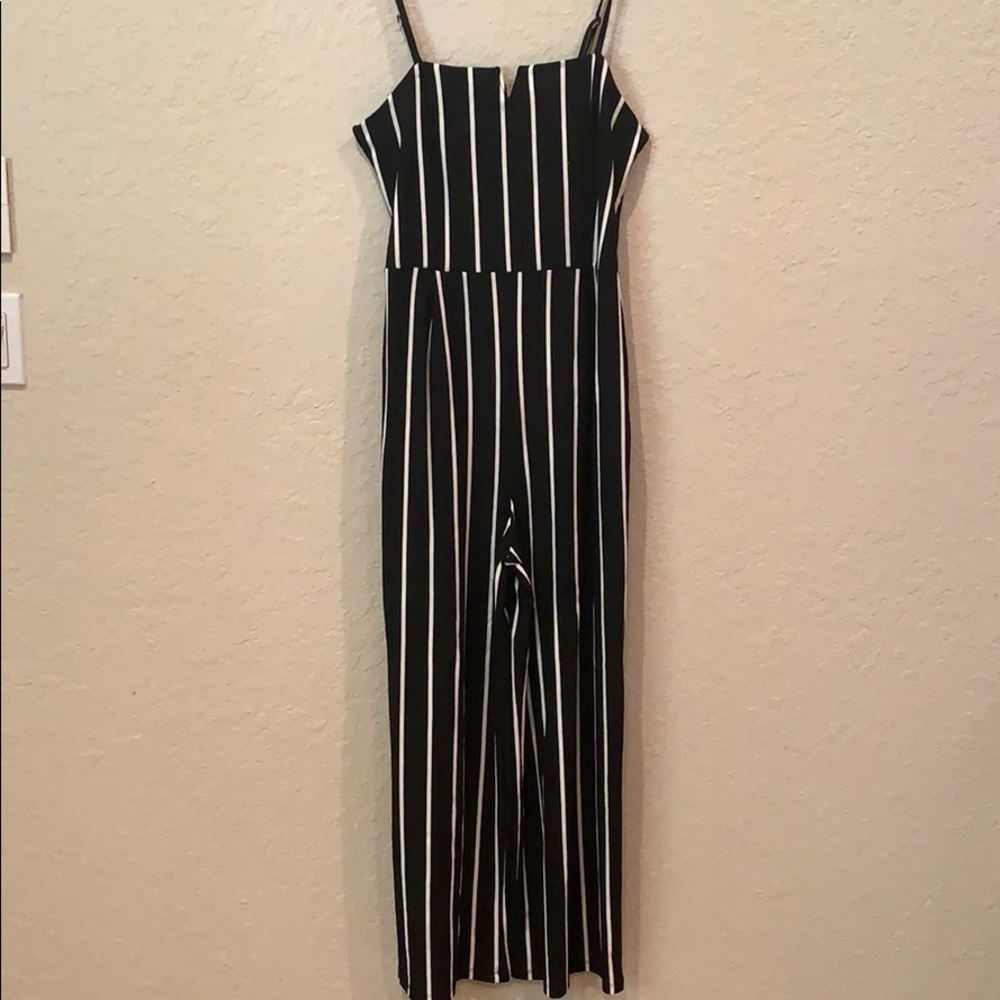 Black and white striped jumpsuit